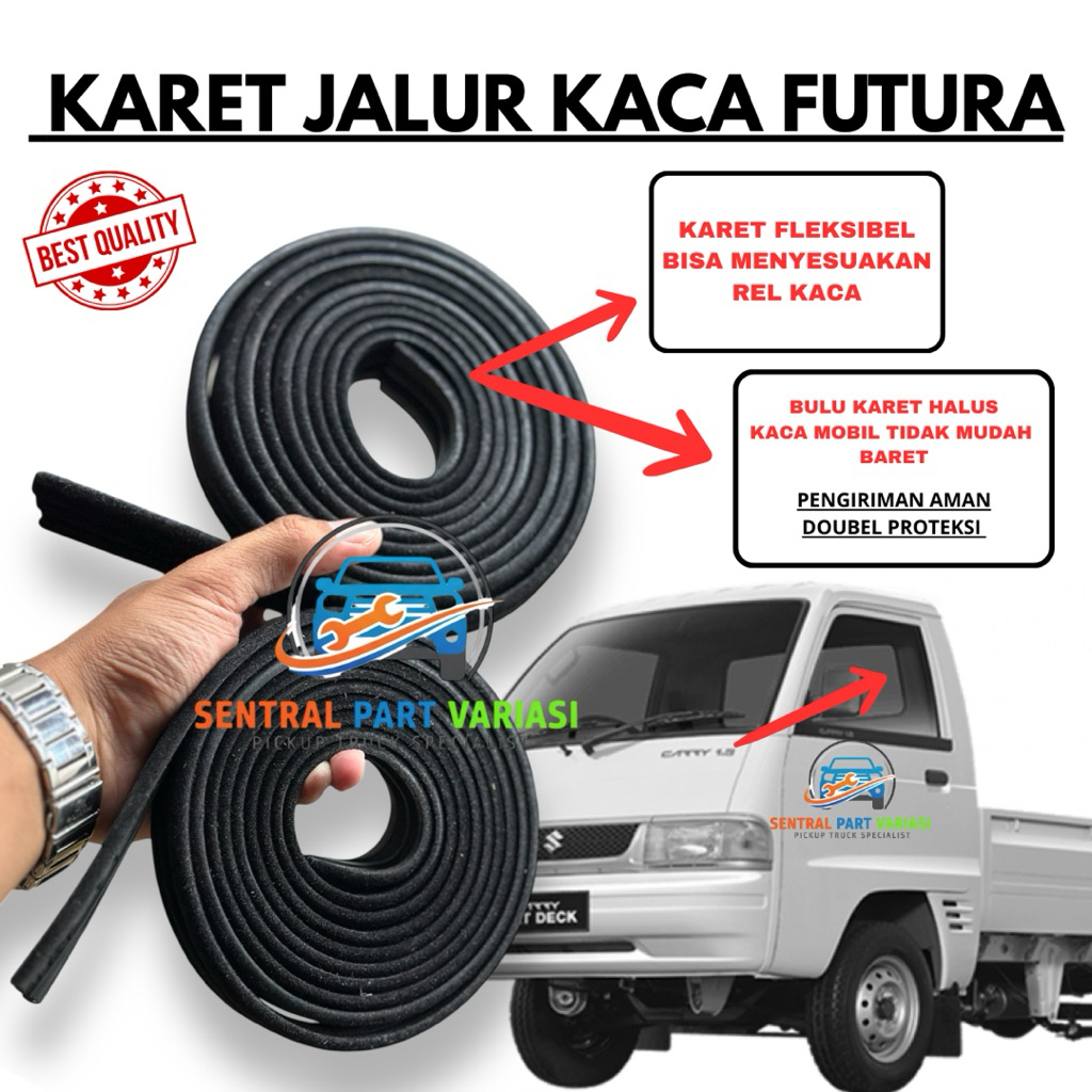 Karet Jalur Kaca Pintu Carry Futura T120SS L300 Dll / Chanel Kaca Bulu Halus  Karet Channel Kaca Mob