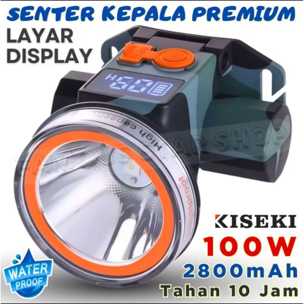ck-sk138d senter kepala kiseki mini 100watt cahaya putih senter kepala led super terang tahan air hu