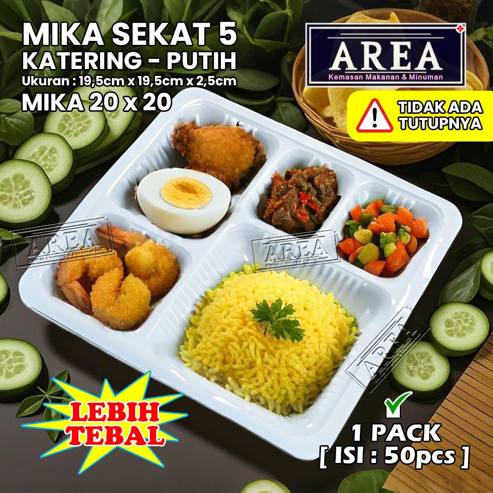 [1pack isi 50pcs] Mika Sekat 5 Putih Ukuran 20cm x 20cm untuk Dus Kotak Makan/Mika Plastik Sekat