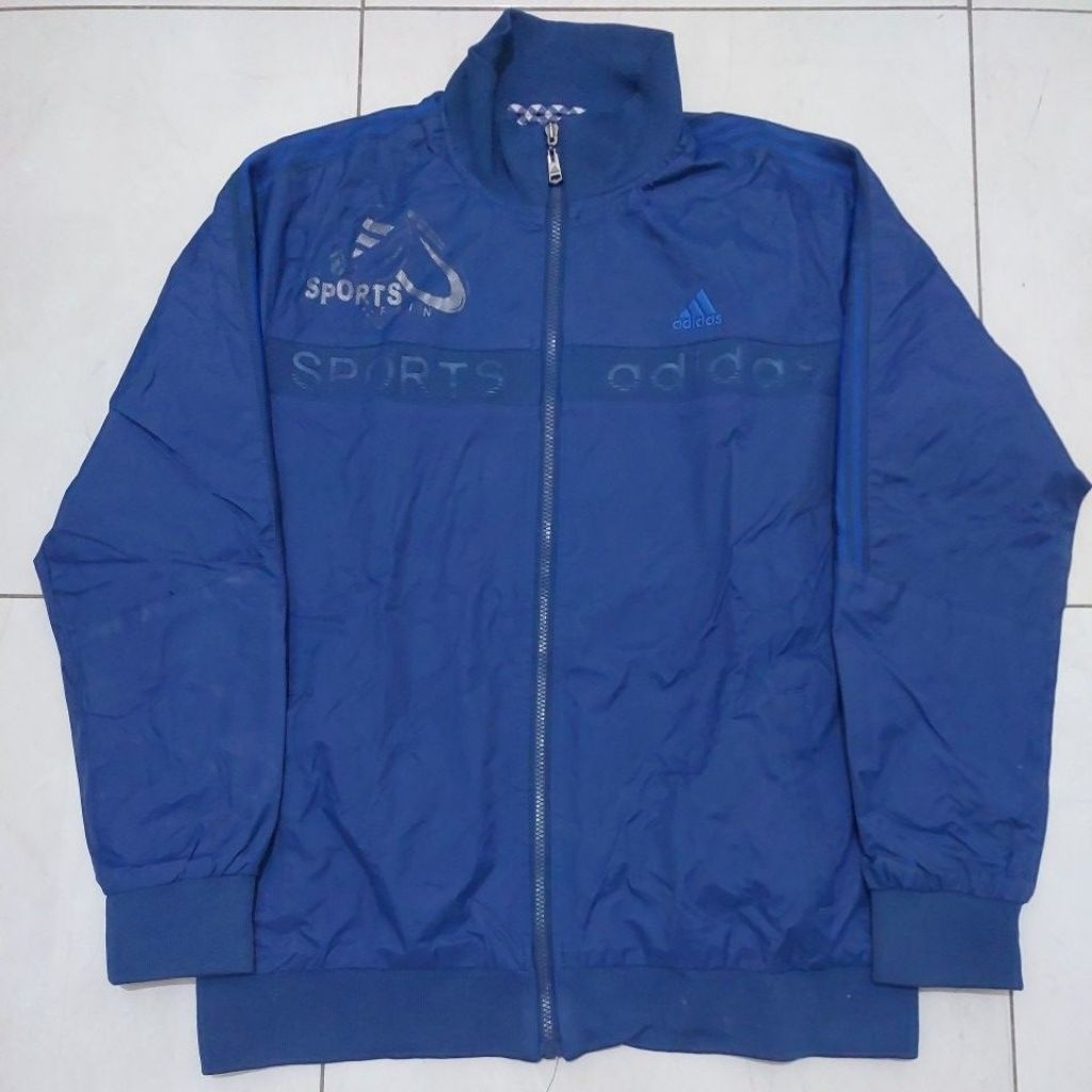 Jaket Adidas Parasut Bolak Balik Biru
