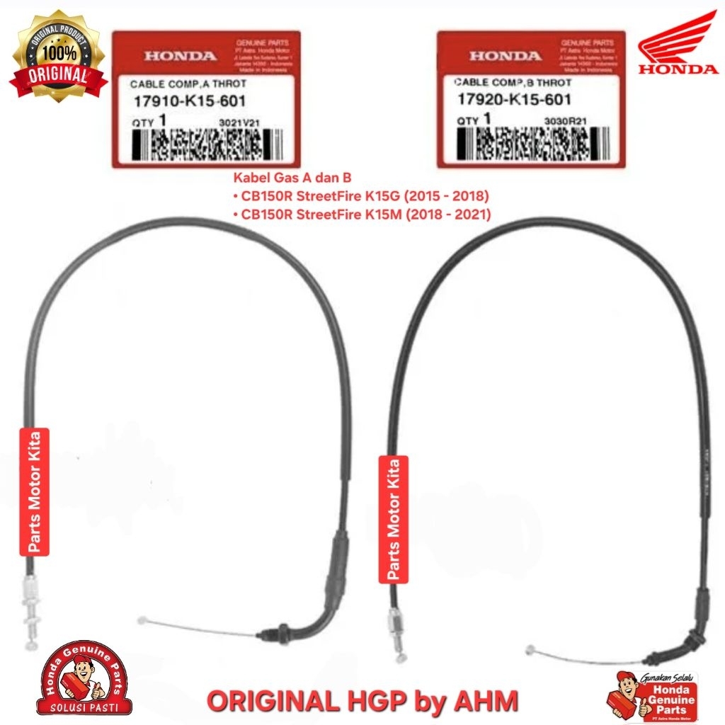 17910K15601 dan 17920K15601 Kabel Gas A Atas B Bawah CB 150 R LED K15M 2018-2020