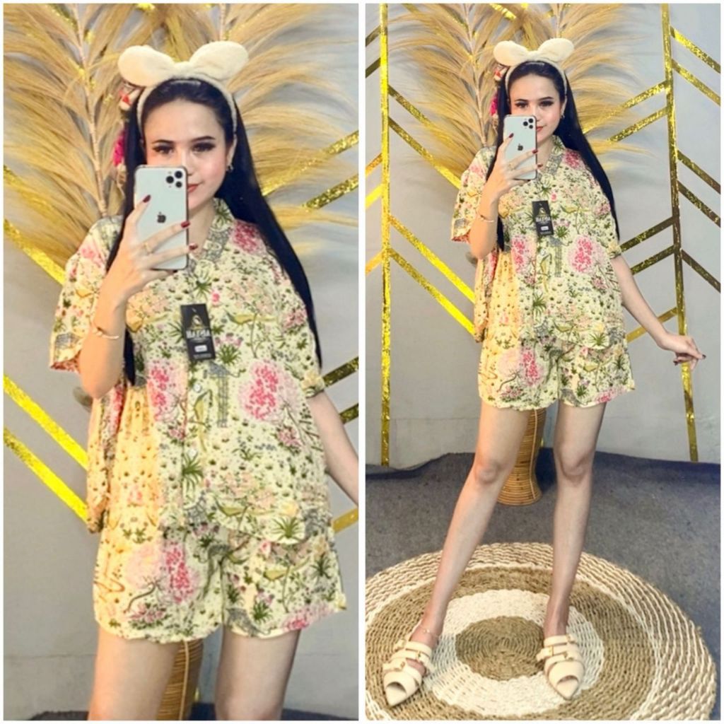 Setelan Baju Tidur Celana Pendek Bali Rayon Adem / One Set Wanita Rayon Premium / Setelan Celana Pen