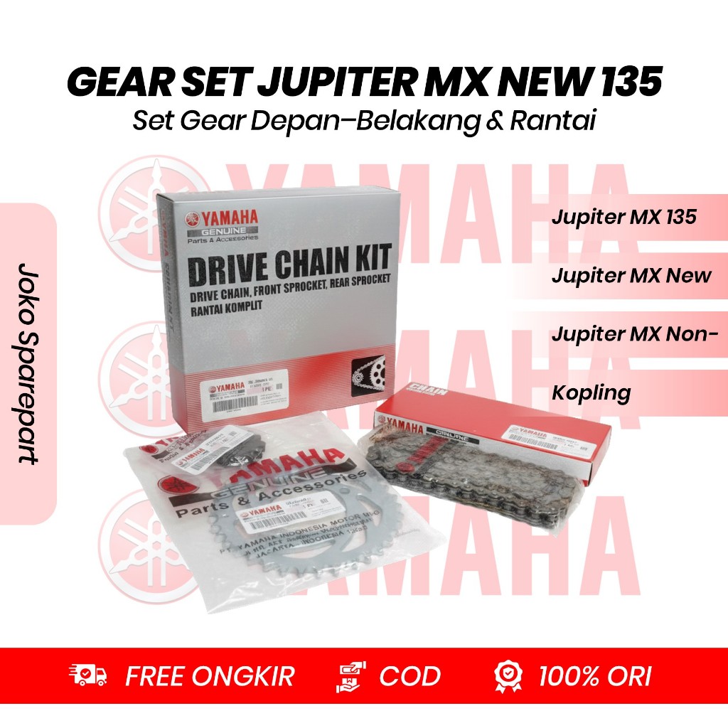 GEAR SET & RANTAI MOTOR YAMAHA JUPITER MX NEW 135, JUPITER MX NEW KOPLING, MX NWE NON KOPLING - 50C
