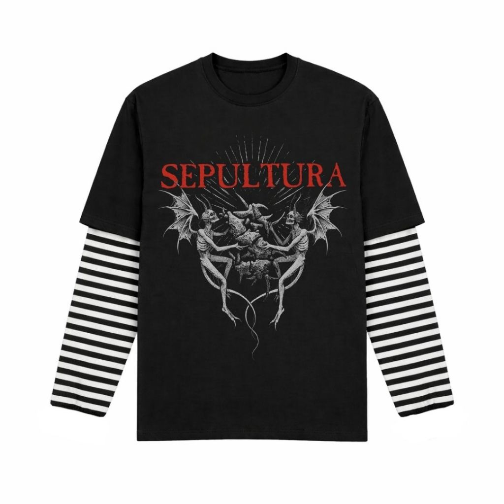 Psycho Crucify "Sepultura" Double layer Salur | Kaos Lengan Panjang | Kaos Pria Wanita | COD | Unise