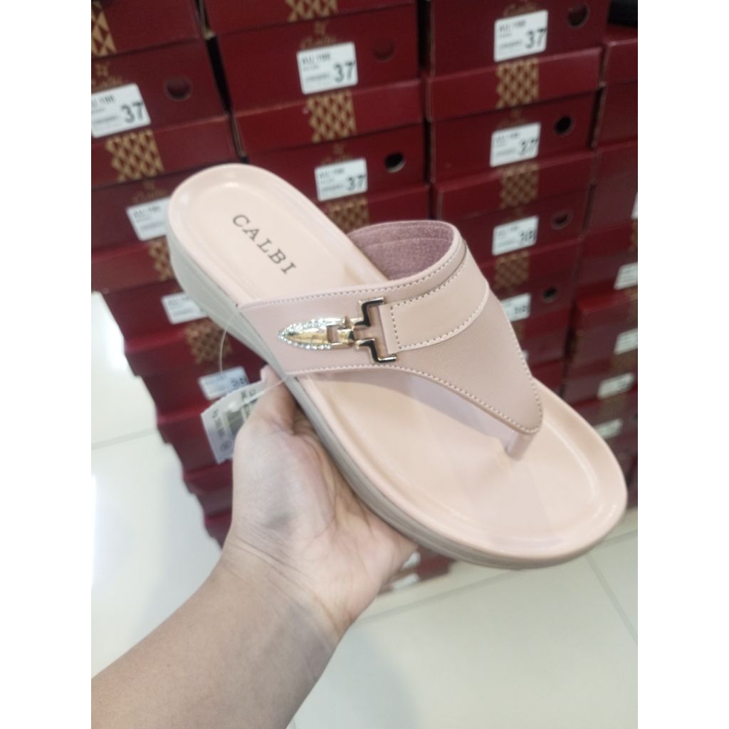 Sandal Wanita Wedges Calbi Original Artikel SNE 2562 Model Jepit Hak 4 CM Size 36-40