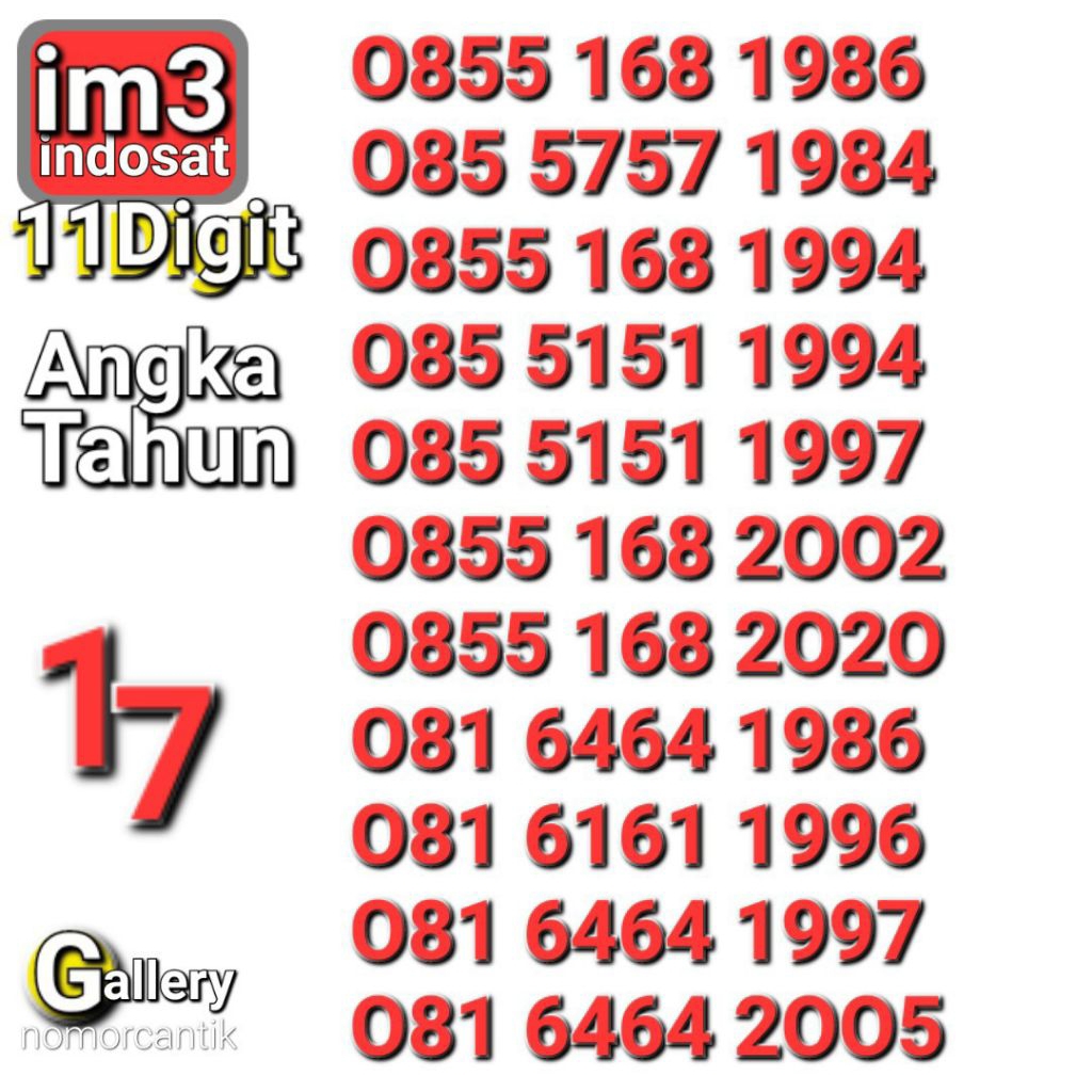 NOMOR CANTIK IM3 11DIGIT SERI SERI TAHUN