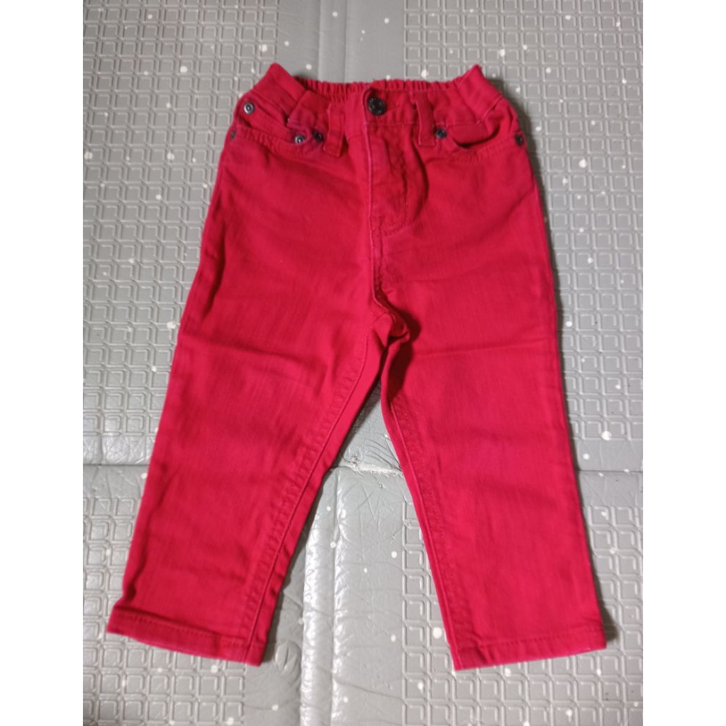 prelov ralph lauren, celana jeans panjang anak tag size 90, warna merah cabe