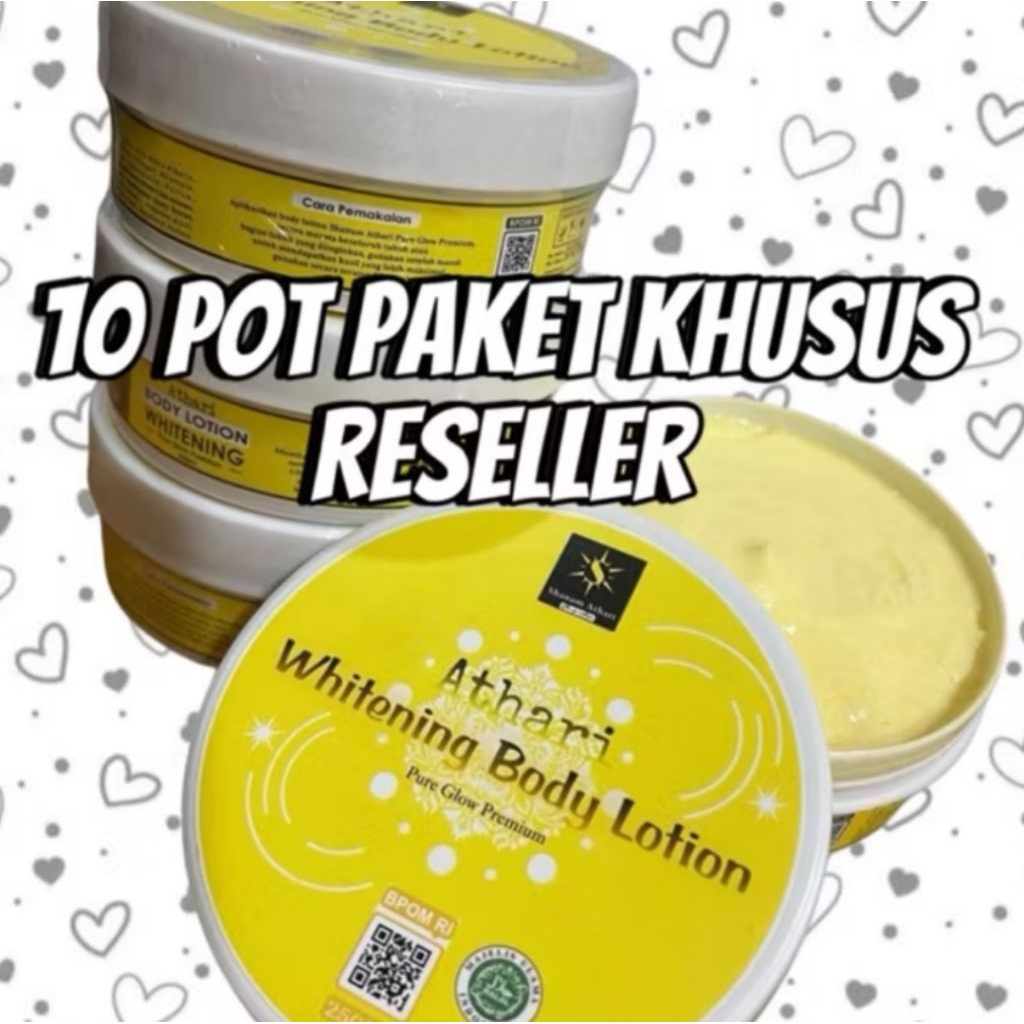(10 POT) PAKET RESELLER ATHARI WHITENING BODY LOTION 250ML Pencerah Hand & Body
