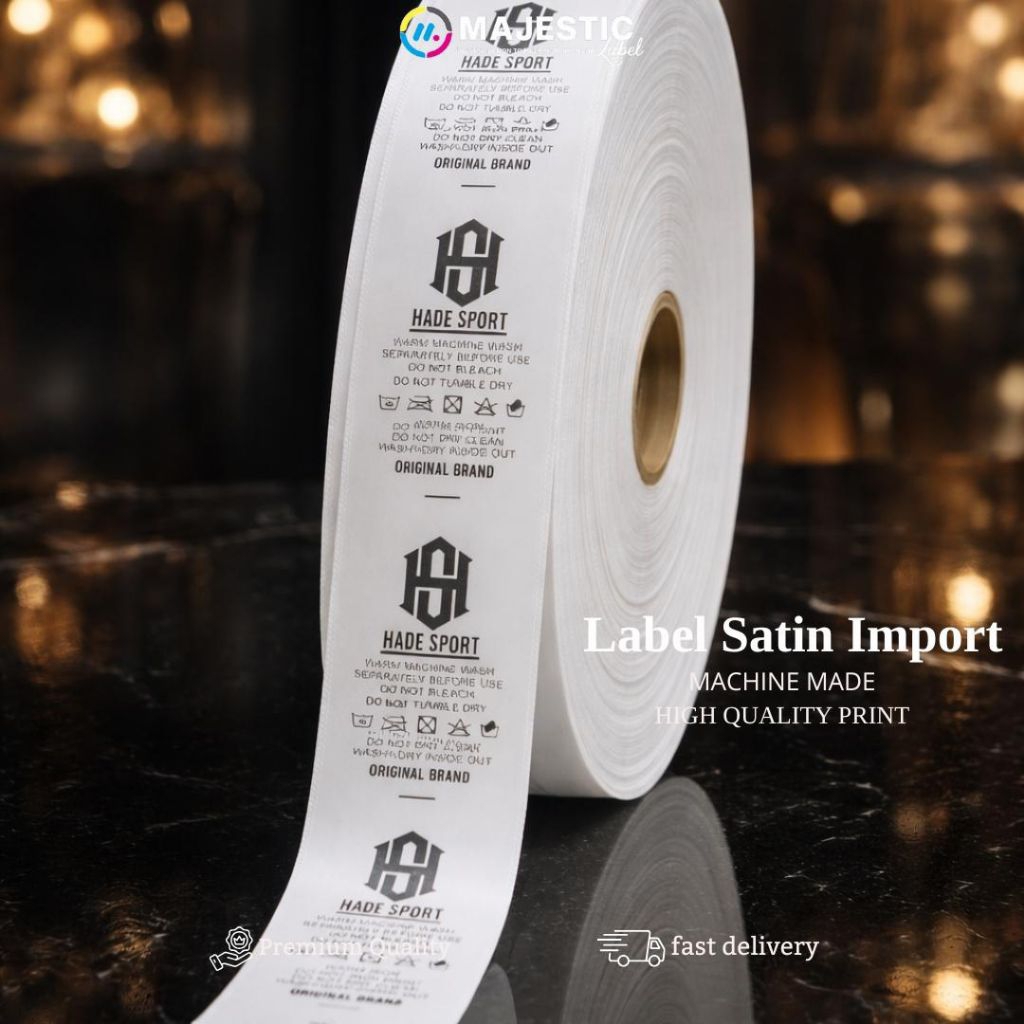 Label satin rajut, satin tebal
