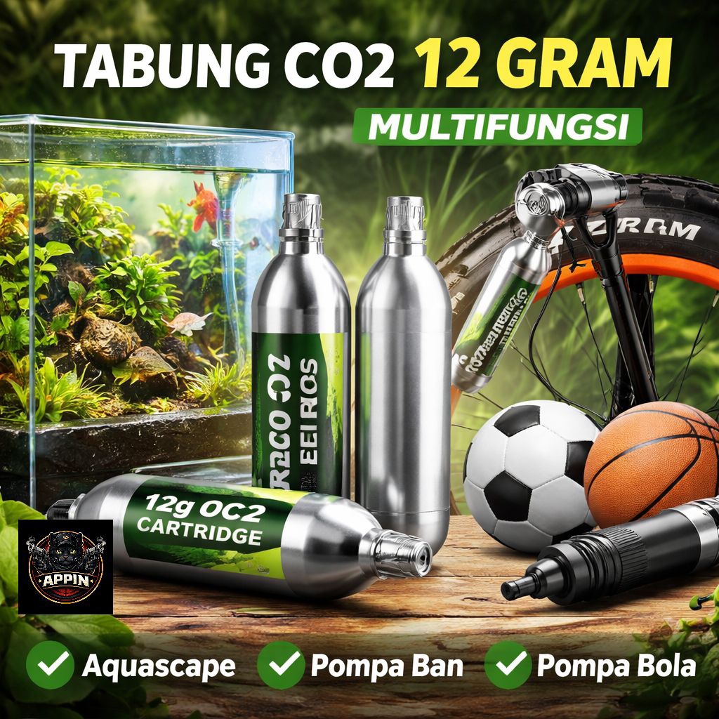 tabung gas Co2 12gram pompa ban/bola, aquascap, minuman soda (017)