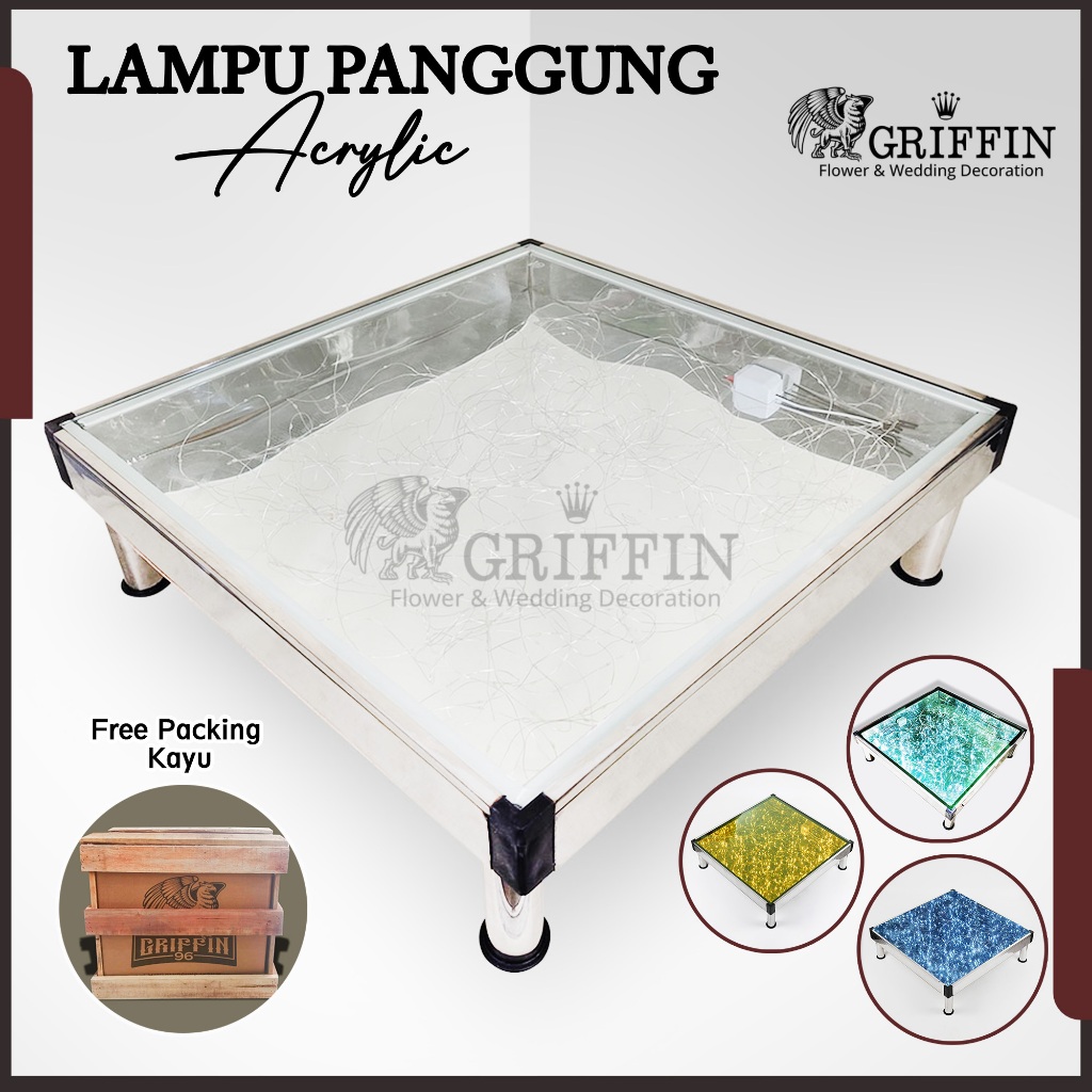 GRIFFIN LAMPU PANGGUNG KACA AKLIRIK 1 SET ISI 4 UKURAN 60X60CM INCLUDE PACKING KAYU | BAHAN TEMPERED