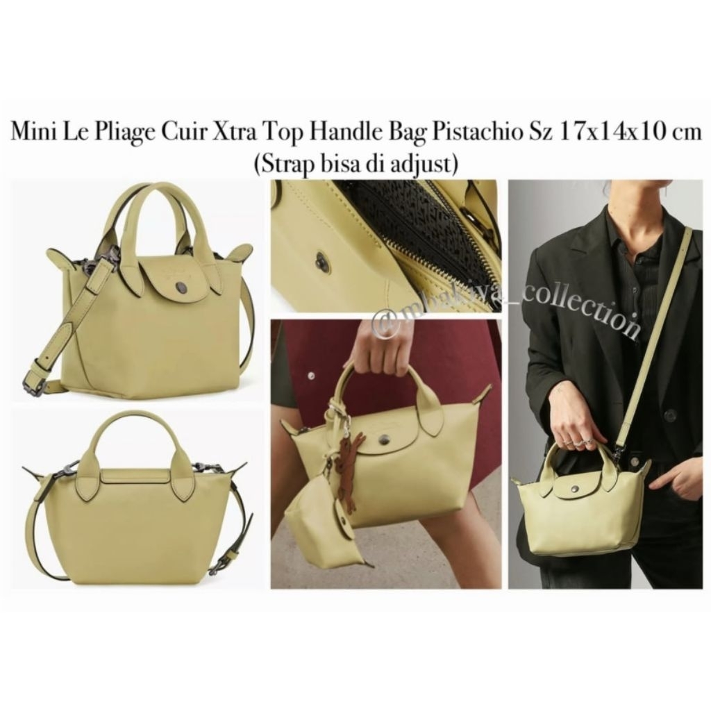 Mini Le Pliage Cuir Xtra Top Handle Bag Pistachio