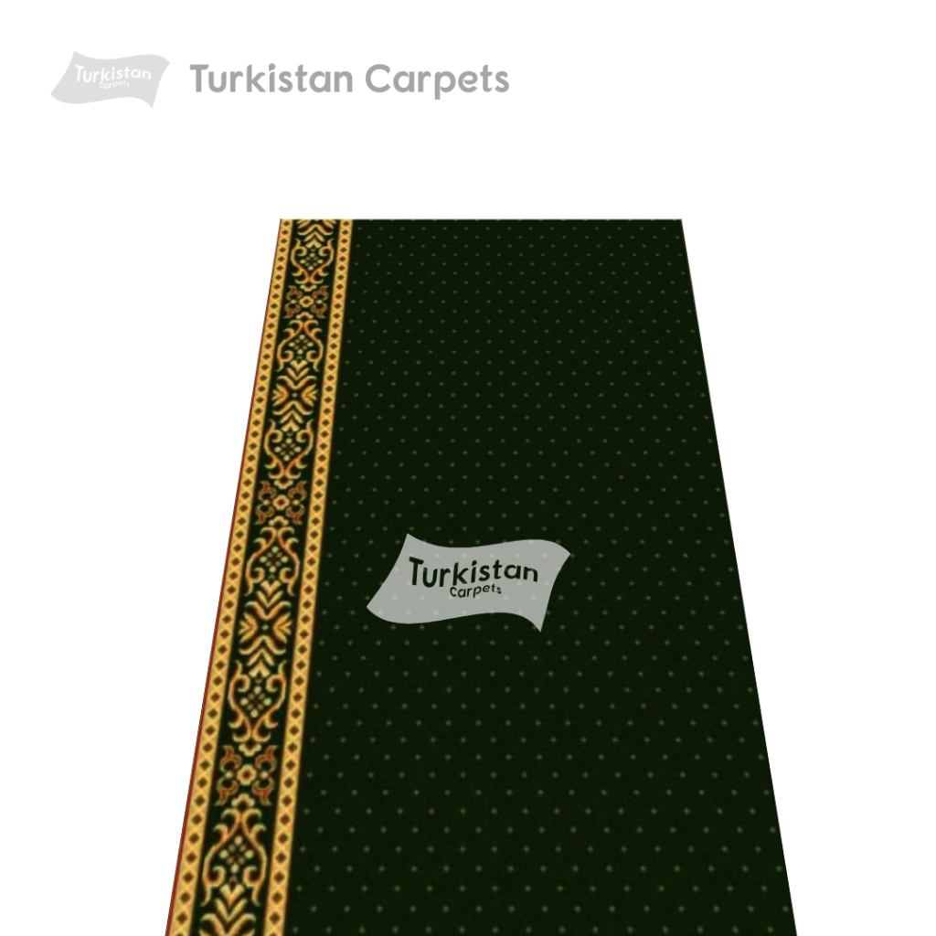 Karpet Masjid Almira Meteran Tebal 11mm BCF Polos Bintik Hijau - Turkistan Carpets
