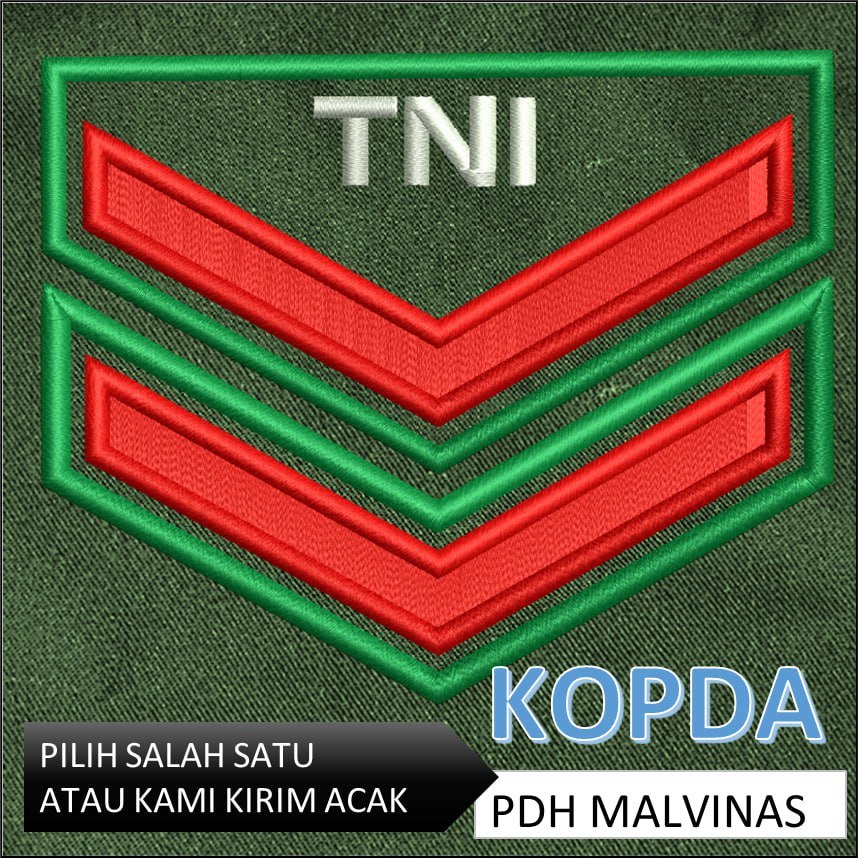 PATCH BORDIR brevet custom TNI TANDA PANGKAT KOPRAL PDH PDL TNI PDH PDL MALVINAS SAGE MATRA DARAT EM