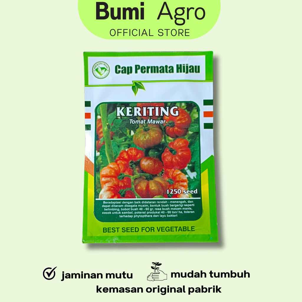 Benih Tomat Mawar 10 gram KERITING ASLI Cap PERMATA HIJAU