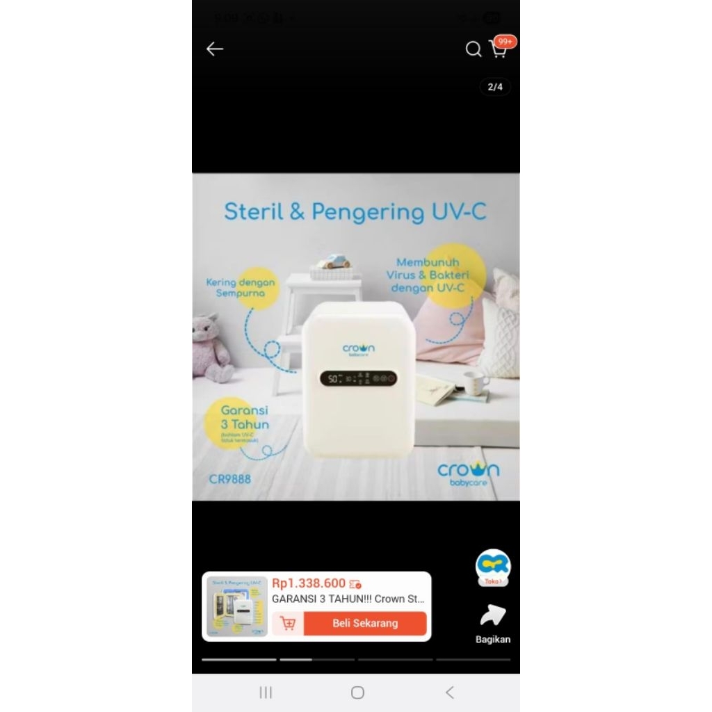 CROWN Babycare Sterilizer + Pengering UV (PRELOVED)
