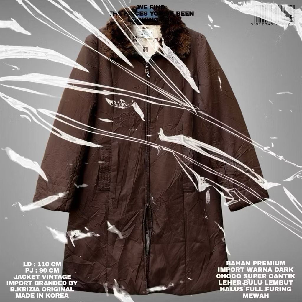 FLASMA / B.KRIZIA ORIGINAL WINTER JACKET PREMIUM KOREA STYLE BULU FULL FURING MEWAH/BROWN JACKET LON