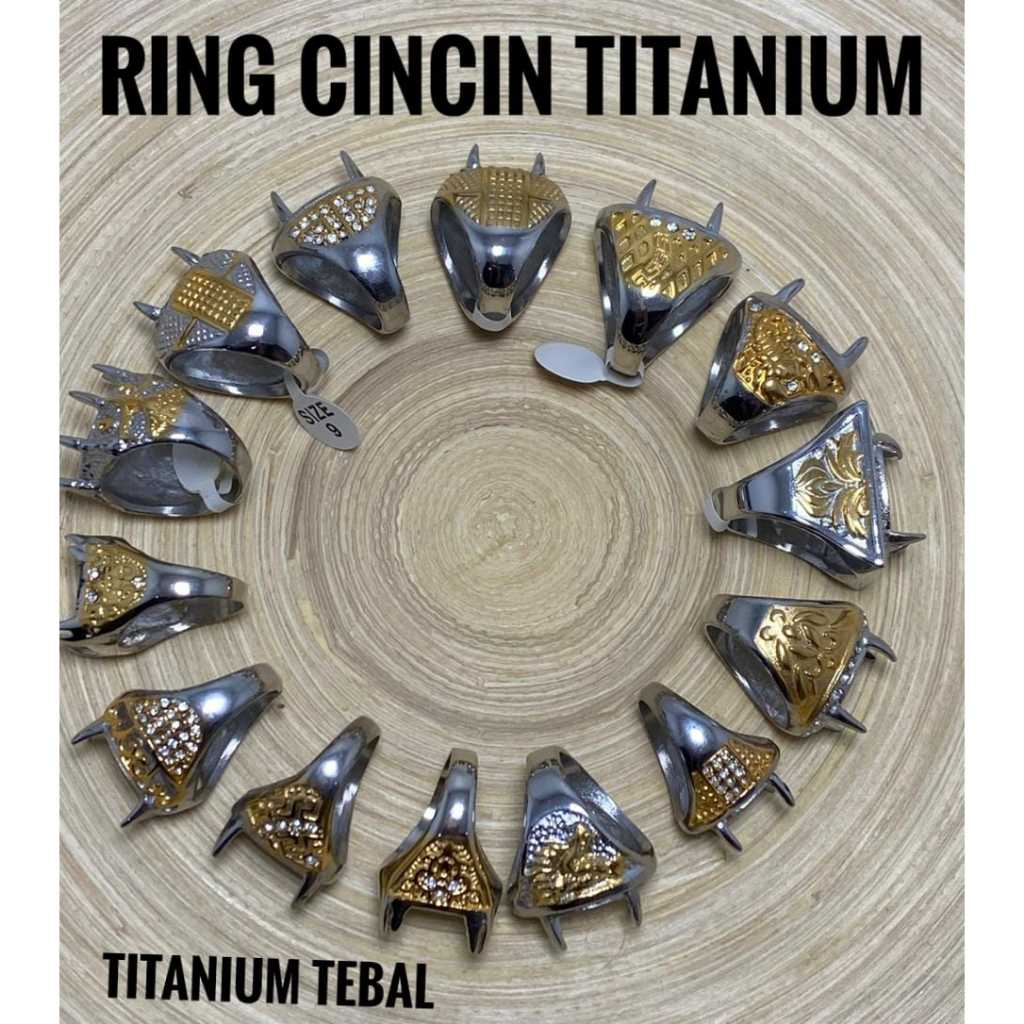 [ TITANIUM TEBAL ] CINCIN BATU AKIK IKATAN/EMBAN RING CINCIN TITANIUM / CANGKANG CINCIN BATU AKIK MO