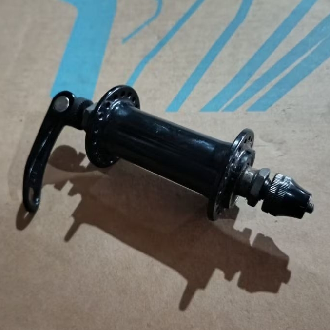 HUB DEPAN 36 HOLE ALLOY SEPEDA MODEL QR TAIWAN BLACK COLOUR NOS QUANDO JOYTECH SOVOS KUNTENG MODEL S