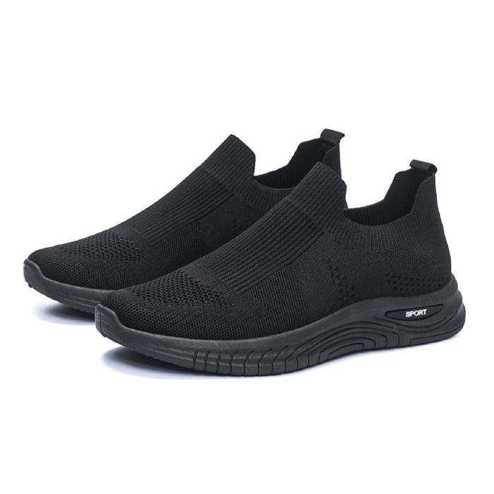 Eiger - Sepatu Slip On Flat Pria Model Kasual Sepatu Sneakers Cowok Shoes Olahraga Antislip Hitam