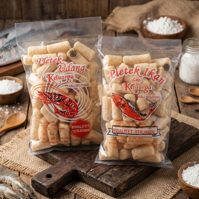 getas pletek ikan tengiri getas pletek udang 100% Asli Belitung enak Cap Keluarga Ok