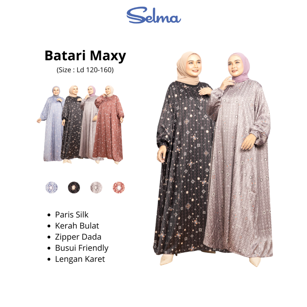 Gamis Kondangan Paris Silk Gamis Jumbo Batari Maxy Busui Friendly Nyaman & Elegan by SELMA LABEL