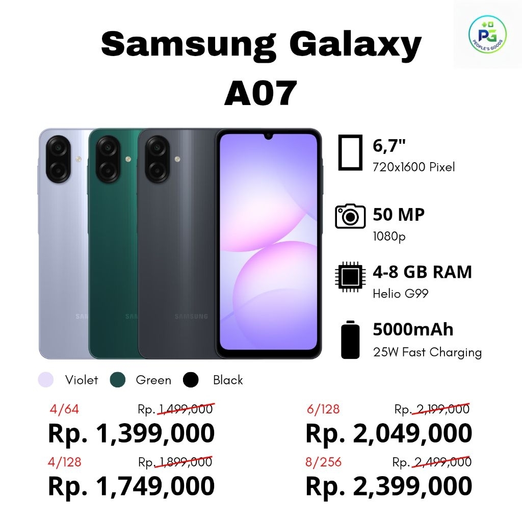 HP BARU SAMSUNG GALAXY A07 GARANSI RESMI SEIN