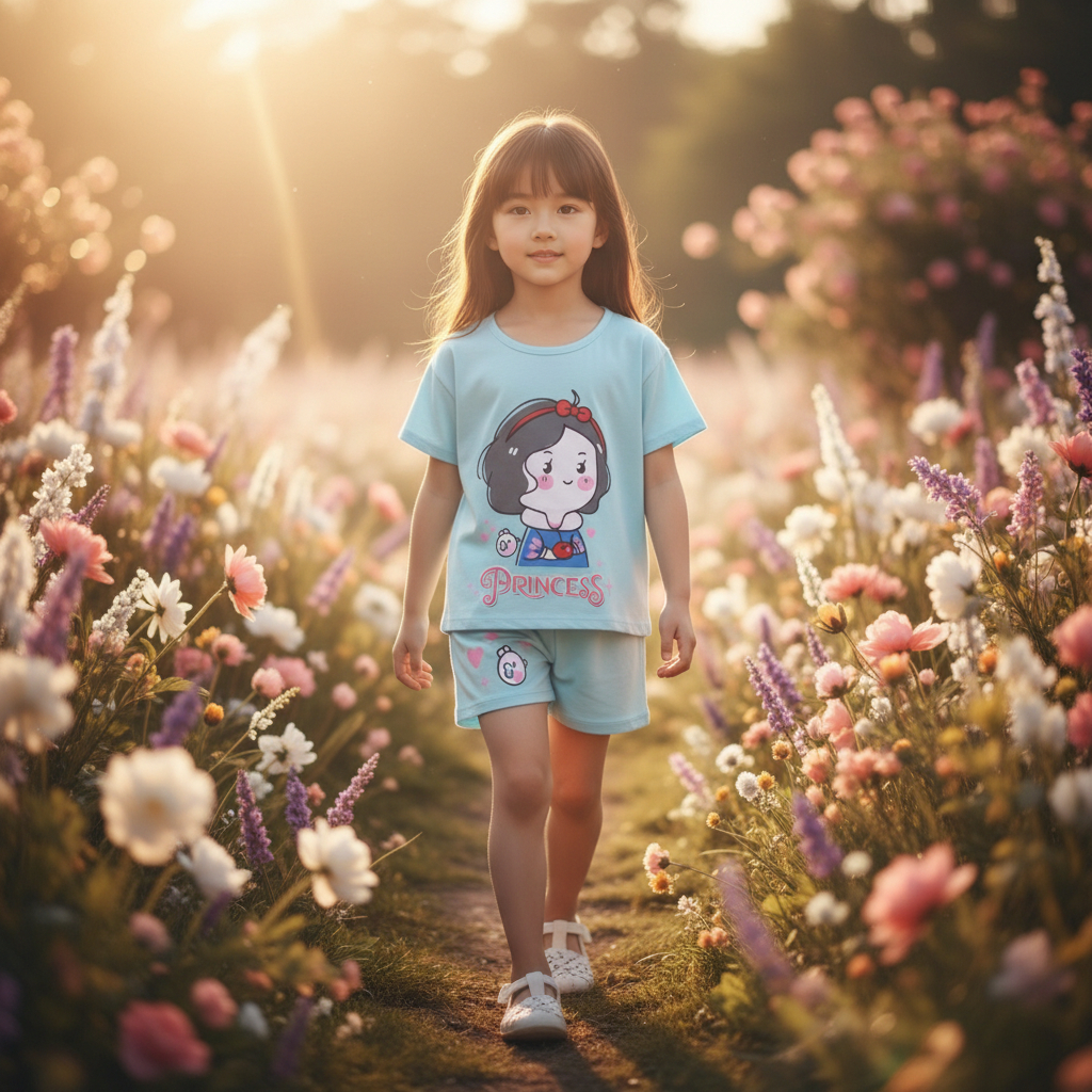 Playhouse Baju Setelan Anak Perempuan Lengan Pendek Celana Pendek 3-12 Tahun