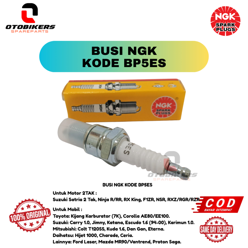 BUSI NGK BP5ES ISI 1 PCS Motor Suzuki Satria 2 Tak, Ninja R/RR, RX King, F1ZR, NSR, RXZ/RGR/RZR, Mob
