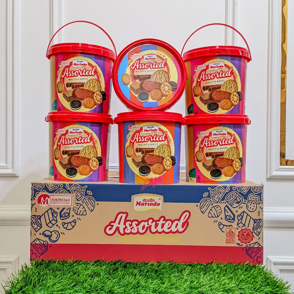 (1 DUS) SuperQuin Marindo Assorted Biscuit & Wafers Toples Timba 350g isi 6
