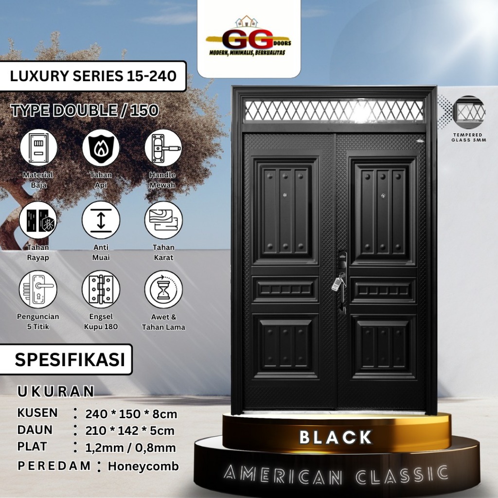 Pintu Baja GG-LUXURY Double 240x150cm