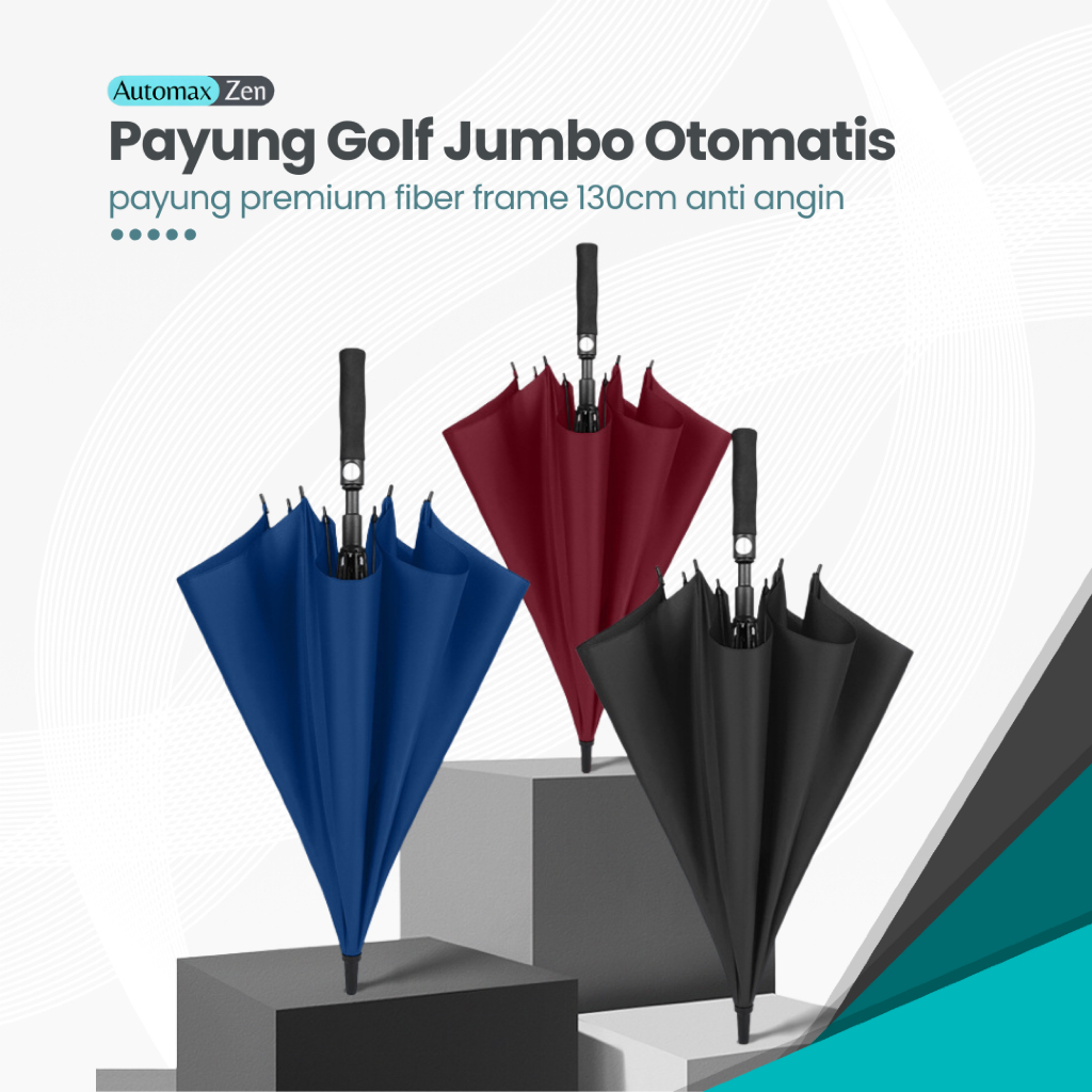 Payung Besar Otomatis Anti UV Jumbo Golf Otomatis Jari Fiber Premium Quality
