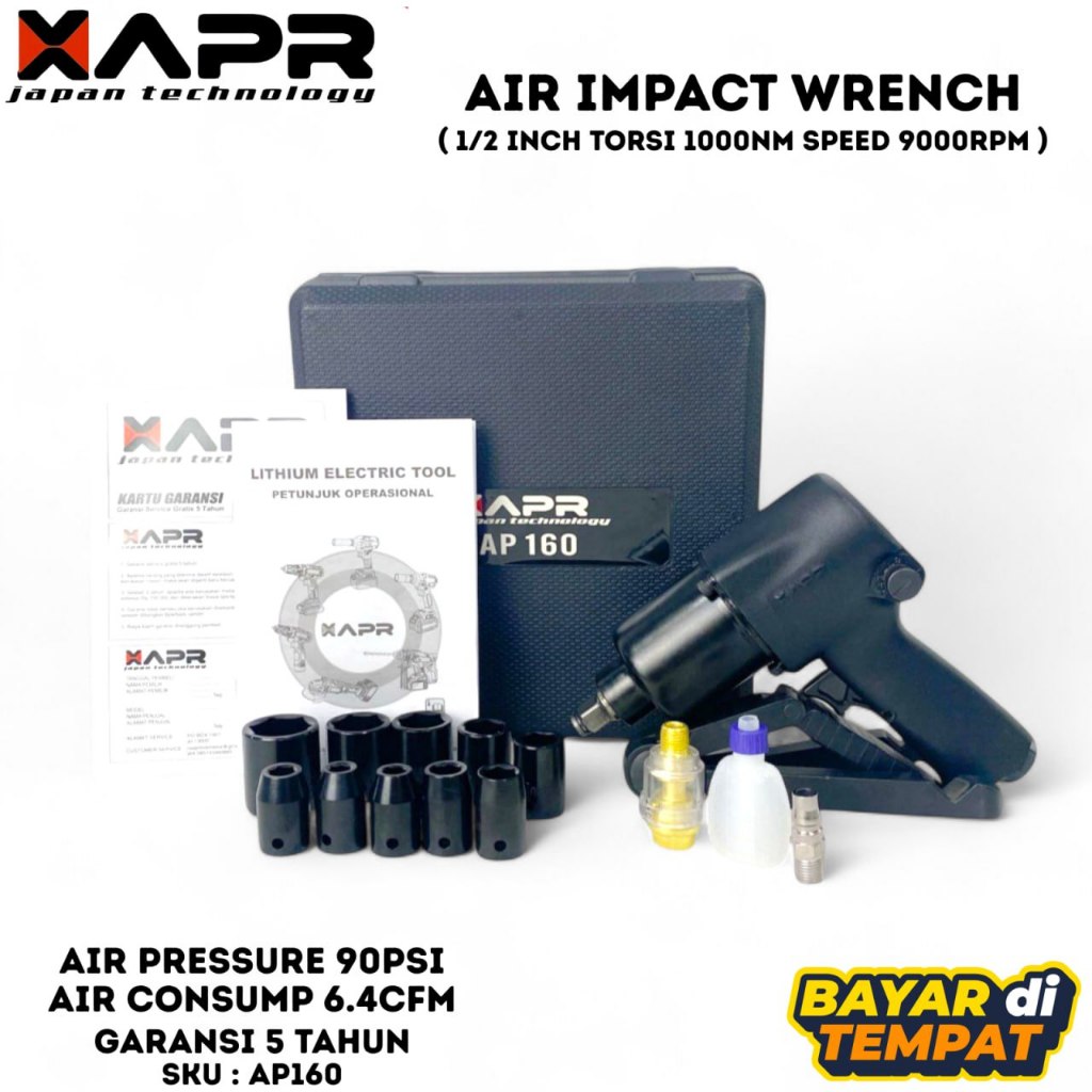APR PROMO AP160 air impact impek angin 1/2INCH bor pembuka baut angin kompresor bengkel motor mobil