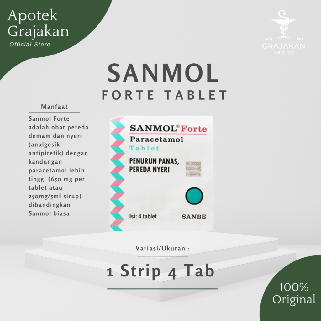 Sanmol Forte Paracetamol Tablet Penurun Panas dan Demam