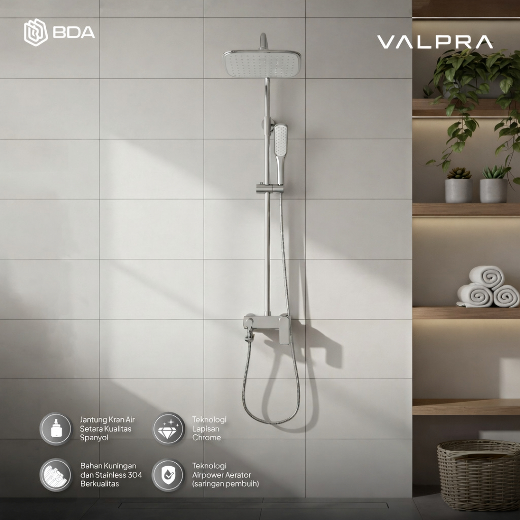 Valpra Shower Kamar Mandi Set Shower Set Tiang Shower Mandi Panas Dingin V CL 8864