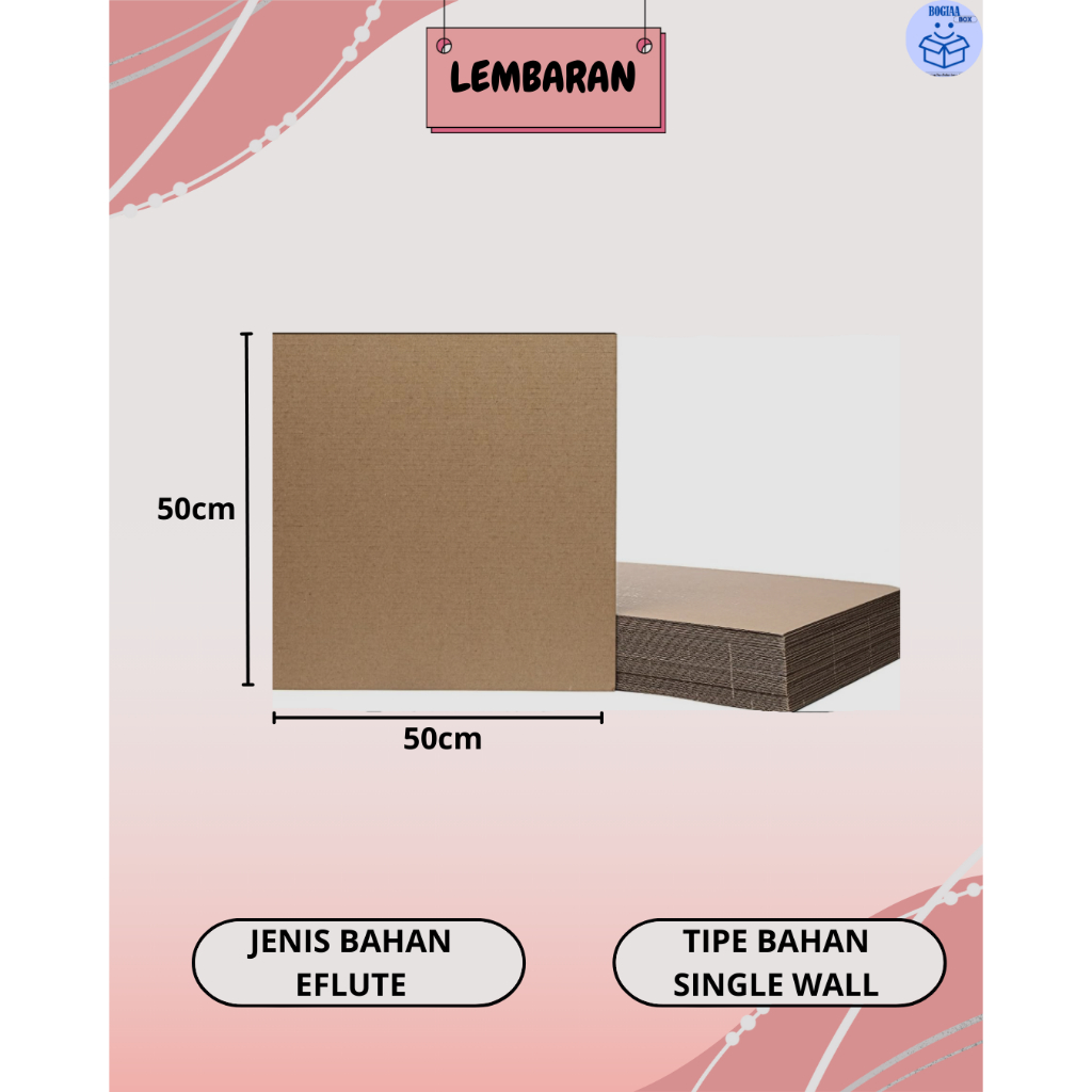 Kardus Lembaran Eflute Uk. 50x50 cm / Sheet Packing / Lembaran Polos Coklat