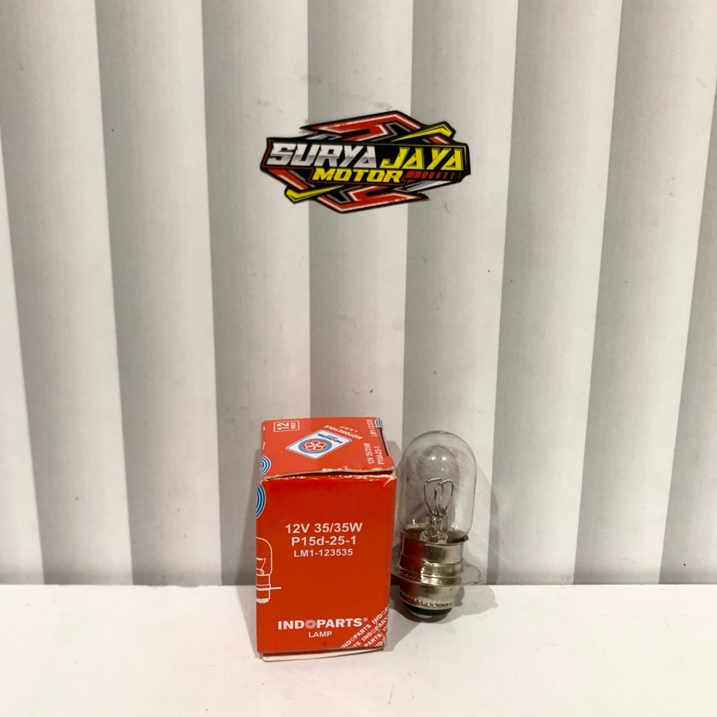 BOHLAM DOP DEPAN lamp kaki 1 12volt 35watt LM1-123535 P15d-25-1 INDOPARTS