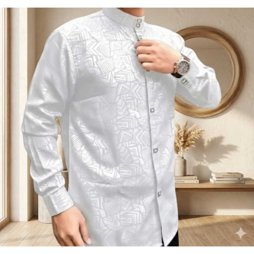 Kemeja Koko Sultan Embos Pria Dewasa/Kemko Sultan Embos Lengan Panjang