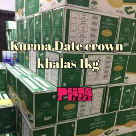 Kurma Date Crown Khalas DC KHALAS PER 1DUS Exp November 2027, Kurma date crown khalas 1kg KEMASAN BU