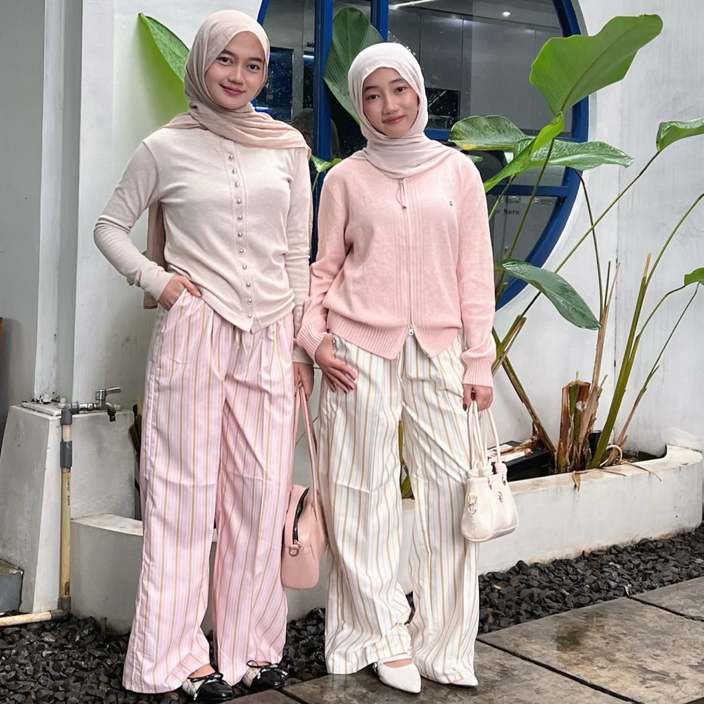 Elsha- Paket Usaha Celana Kulot Salur Wanita Highwaist Premium