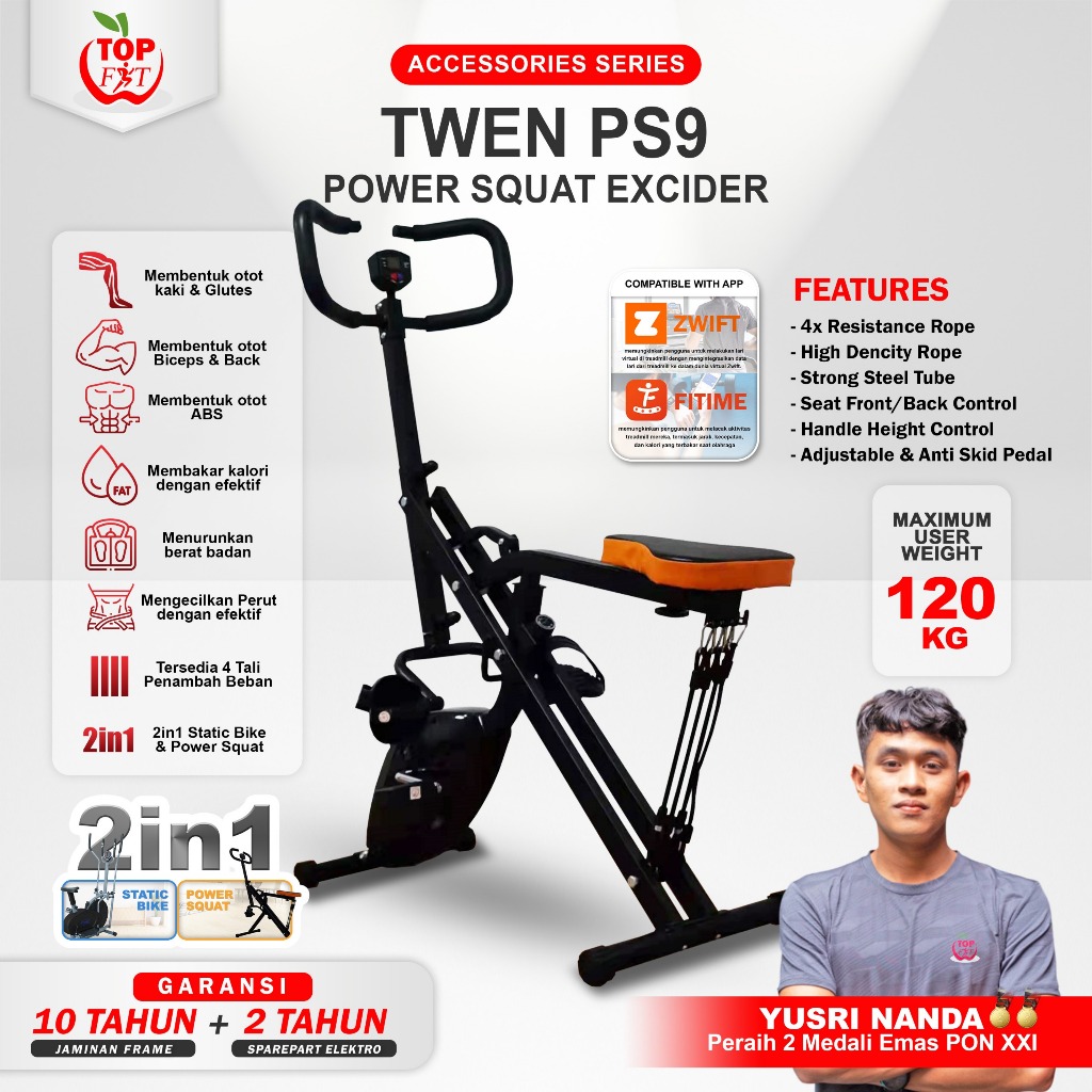 Power Squat Rider  TWEN PS8 PS9 - Power Squat Sports Equipment - Power Home Squat - Alat Olahraga