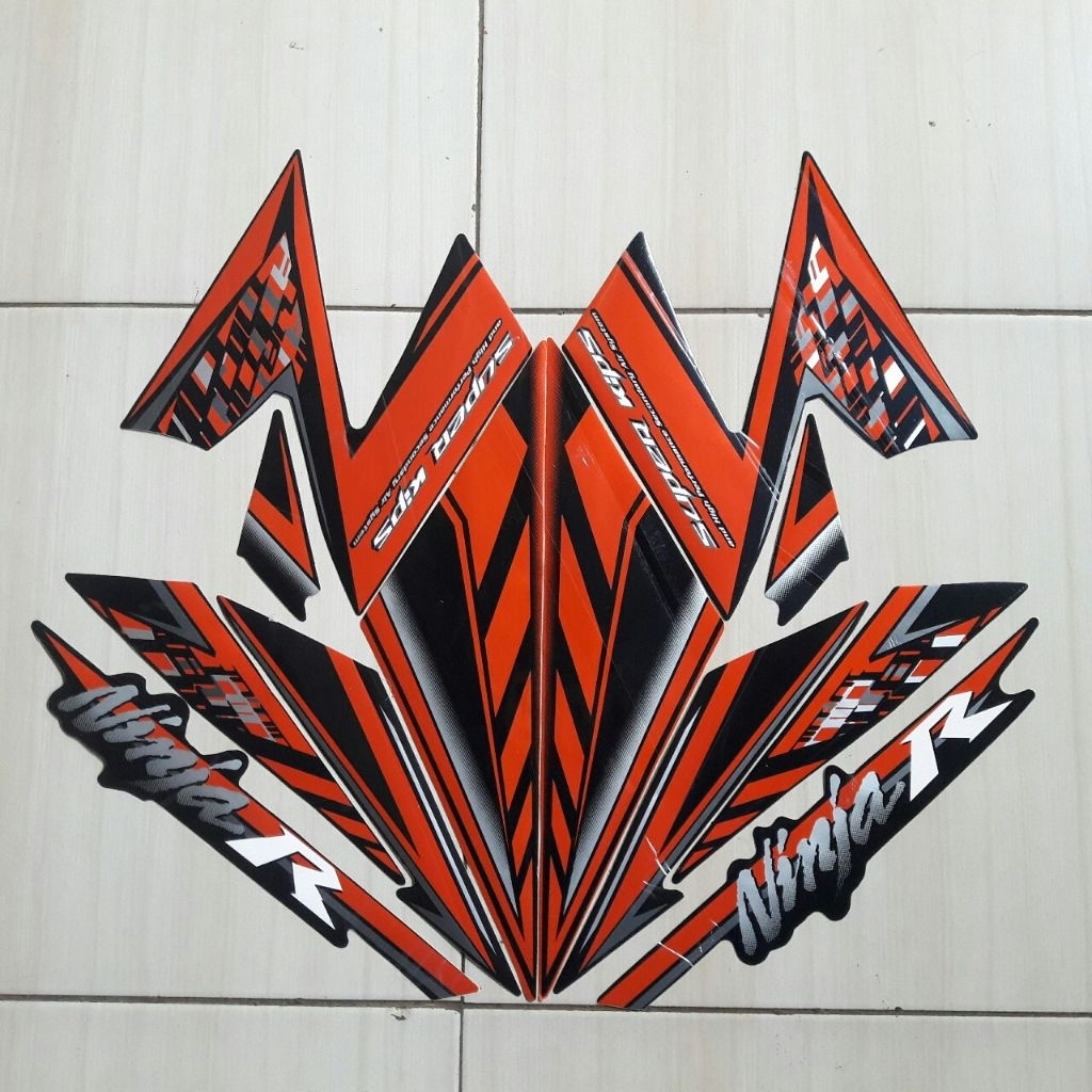Striping stiker body motor kawasaki ninja R 2015 oren stiker list bodi kawasaki ninja r orange tahun