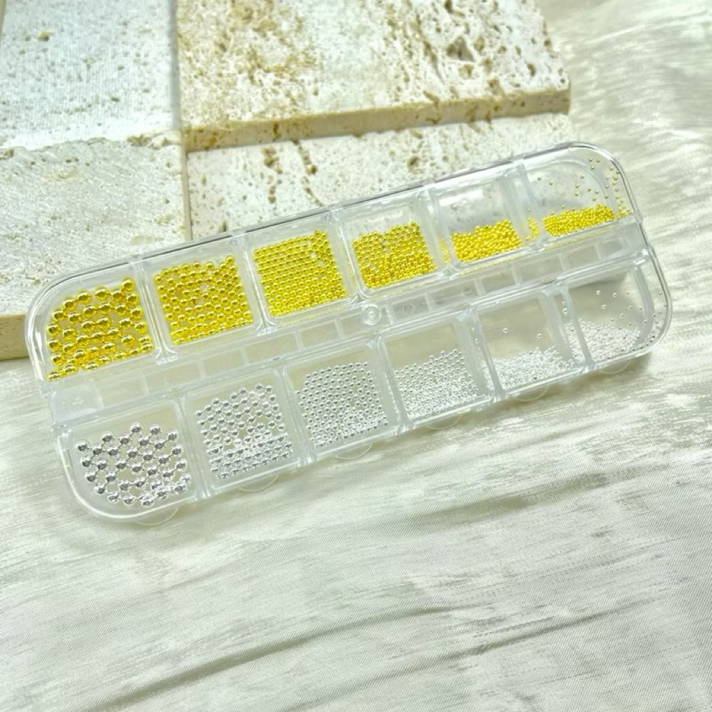 AKSESORIES NAIL BEADING SILVER GOLD 12 VARIANT NAIL ART
