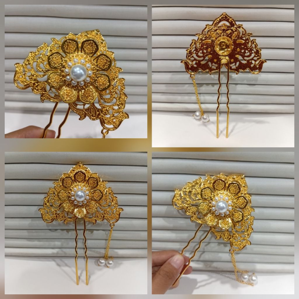 cucuk konde kipas emas untuk sanggul / aksesoris sanggul