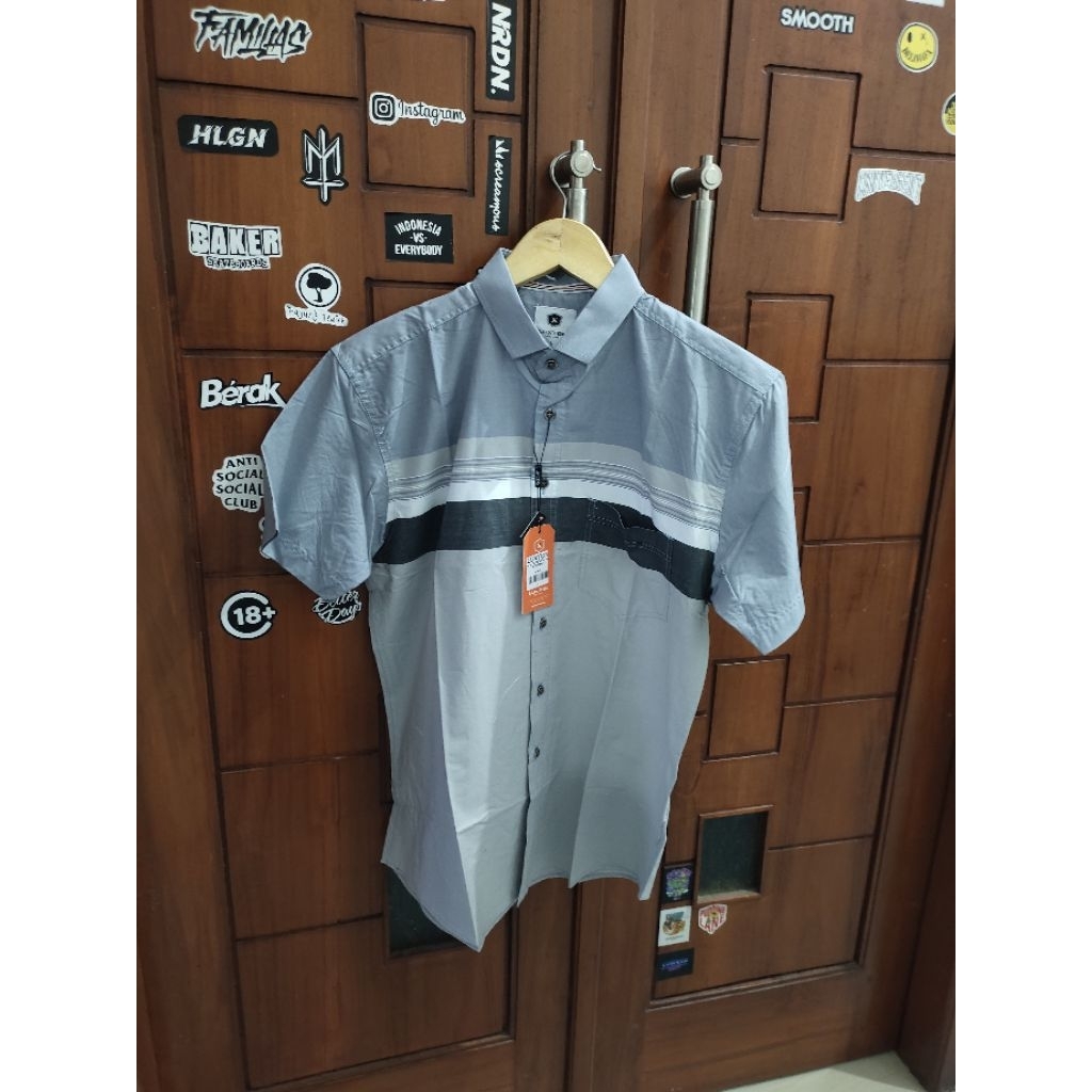 Kemeja Pria LUXTON UK XL Biru Garis" || 100%Original