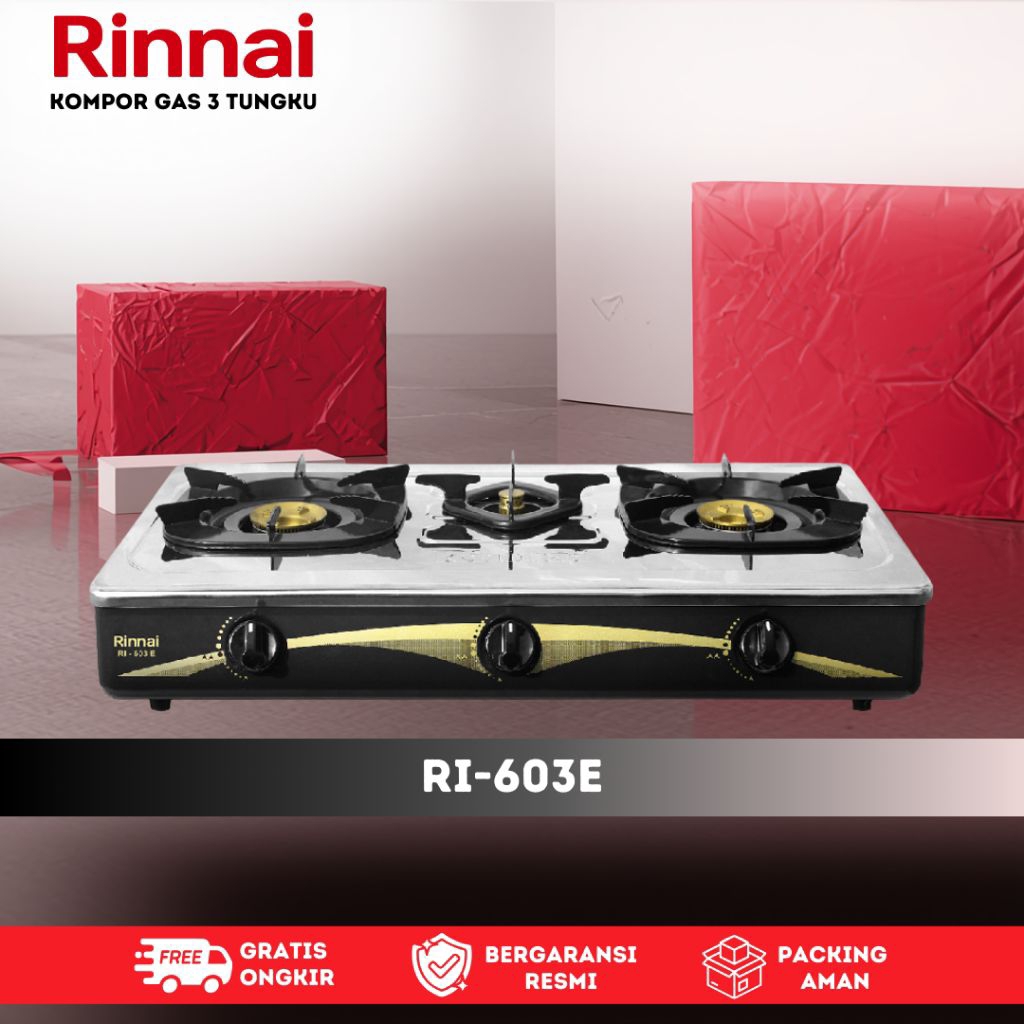 Kompor Gas Rinnai 3 Tungku RI-603E Kompor Rinnai 3 Tungku Original Garansi resmi