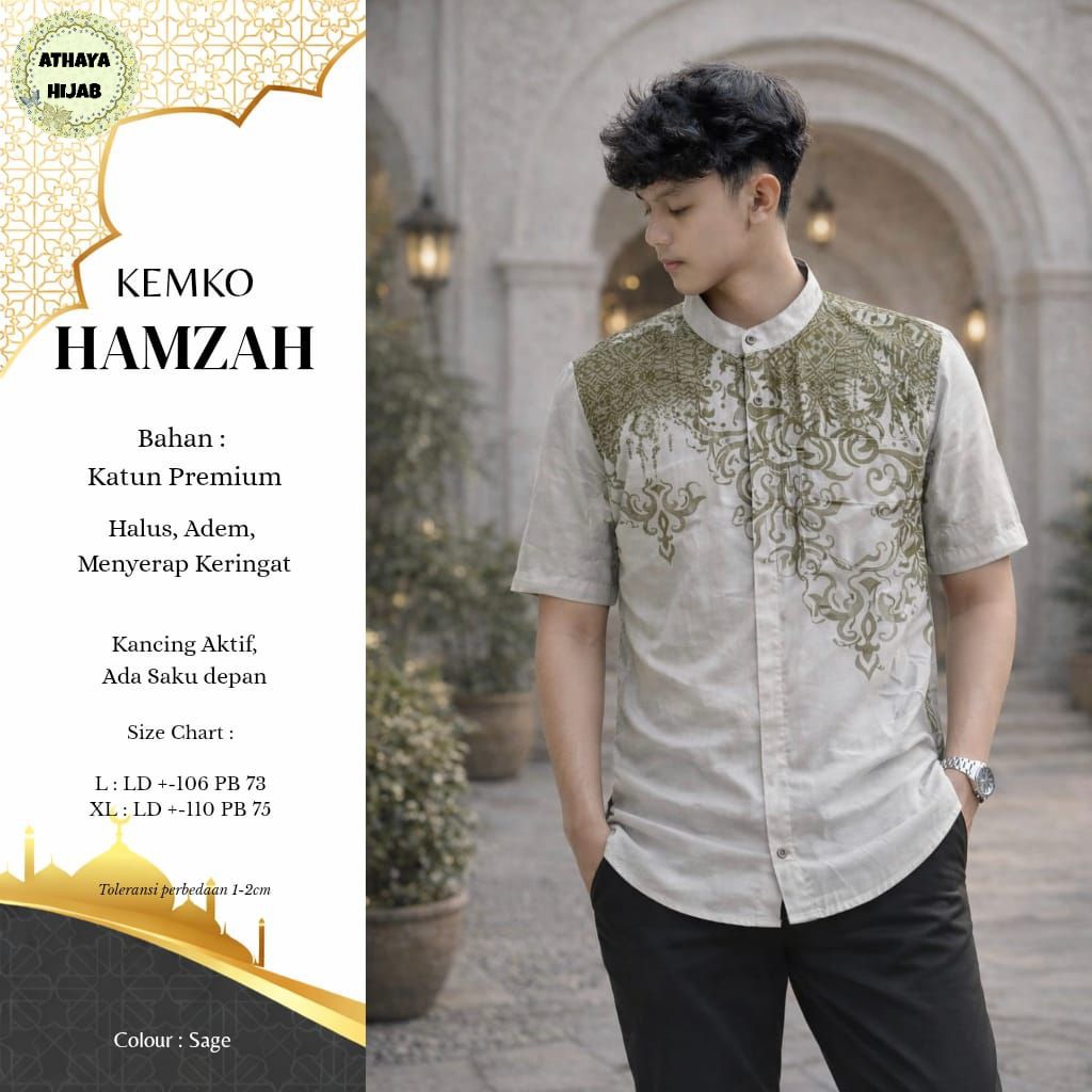 HAMZAH NASIR MAZEN KEMEJA PRIA KOKO KEMKO LENGAN PENDEK BY RDK ATHAYA
