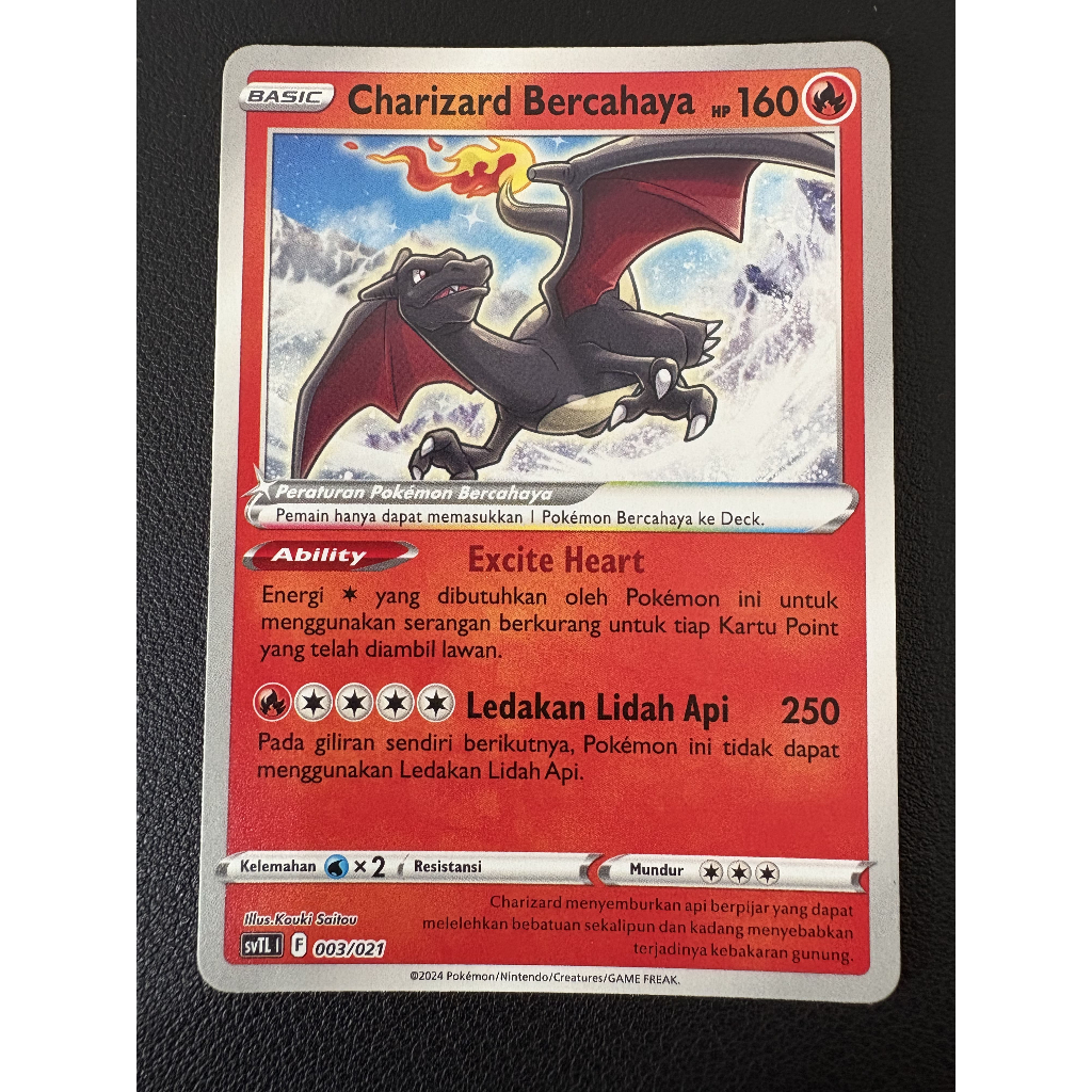 Charizard Bercahaya 003/021 SVTL Pokemon Card Indonesia Near Mint Radiant Charizard