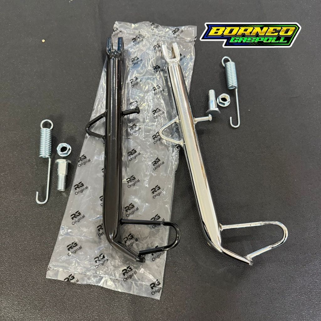 STANDAR SAMPING CHROME  HITAM BESI TEBAL RING 18 PANJANG 30CM UNTUK MOTOR RX KING NINJA R RR RXK  KL