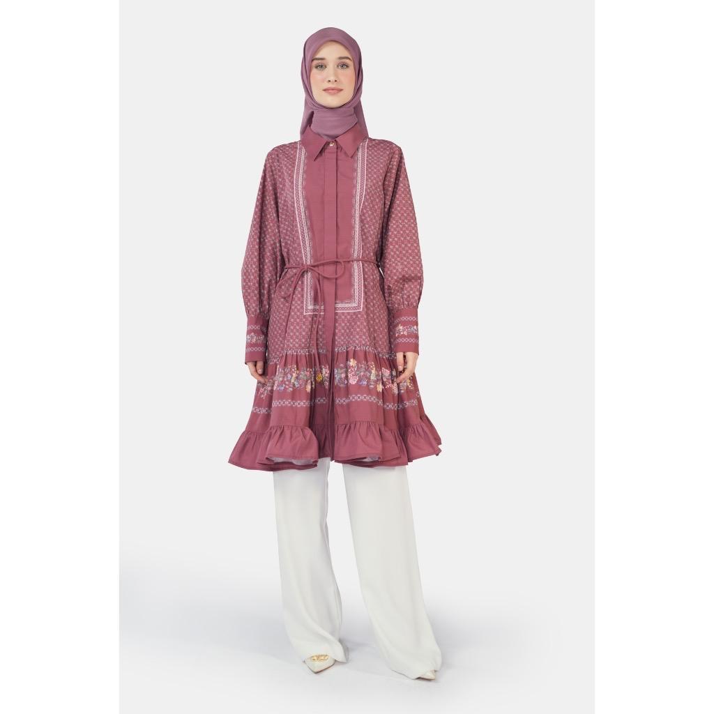 Baju Muslim Wanita Benaang DJarum El Mar Minorca Shirt Navy Belt